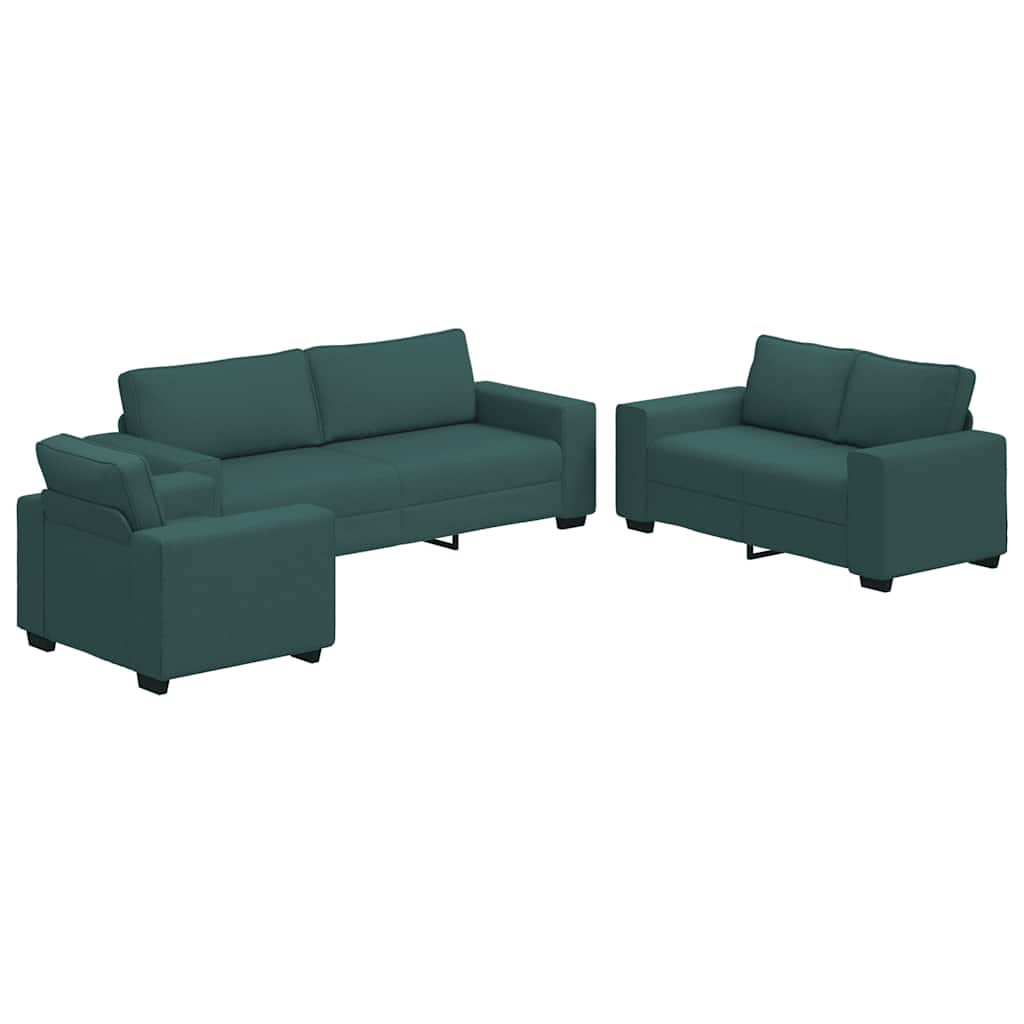 Thumbnail - vidaXL 3-teiliges Sofa-Set mit Kissen, dunkelgrüner Stoff