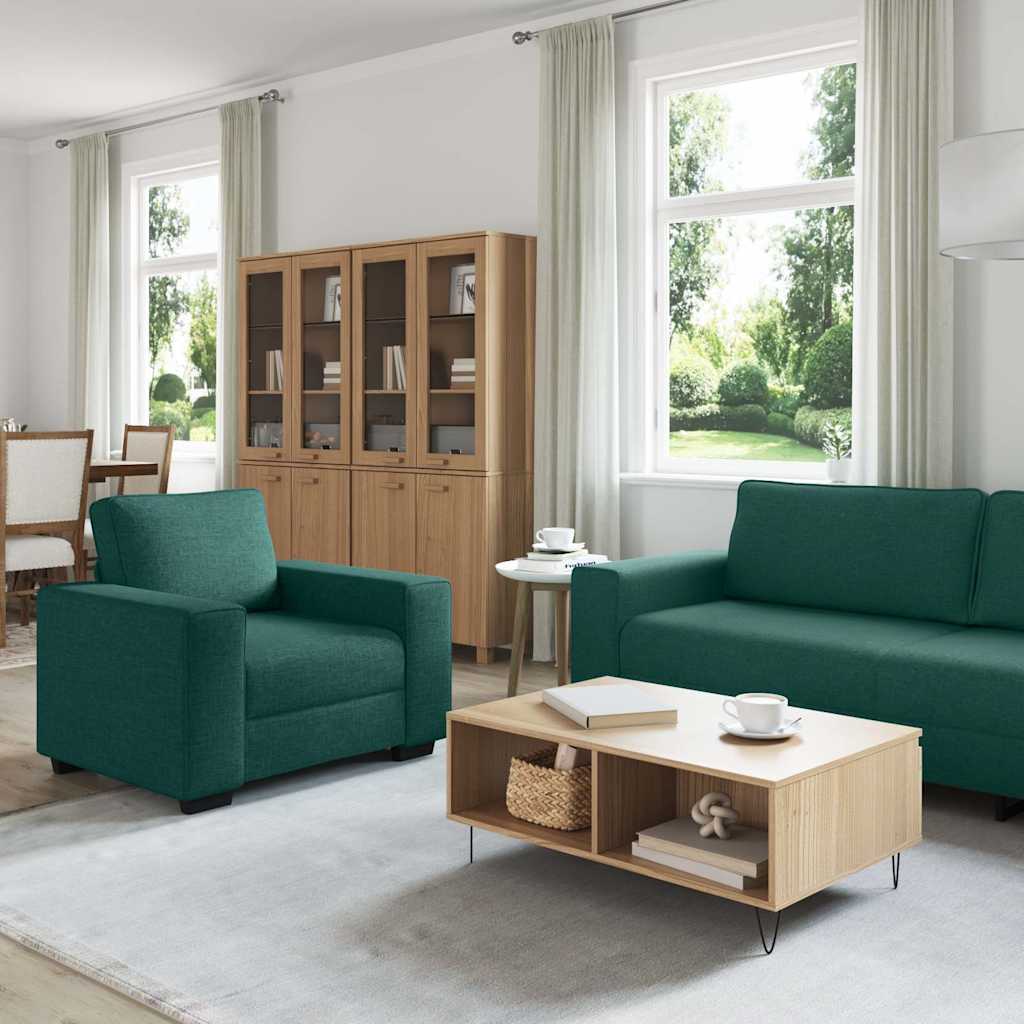 vidaXL 3-delige Loungeset met kussens stof donkergroen