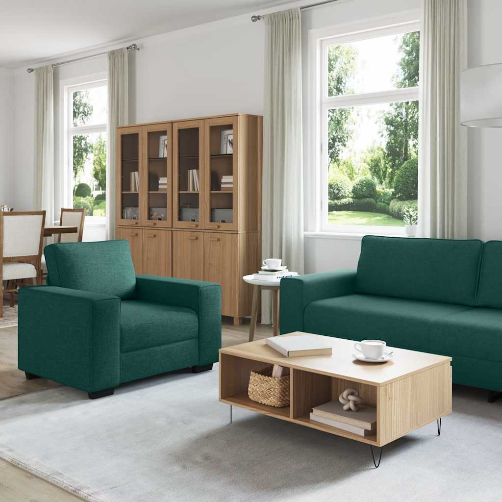 Thumbnail - vidaXL 3-teiliges Sofa-Set mit Kissen, dunkelgrüner Stoff
