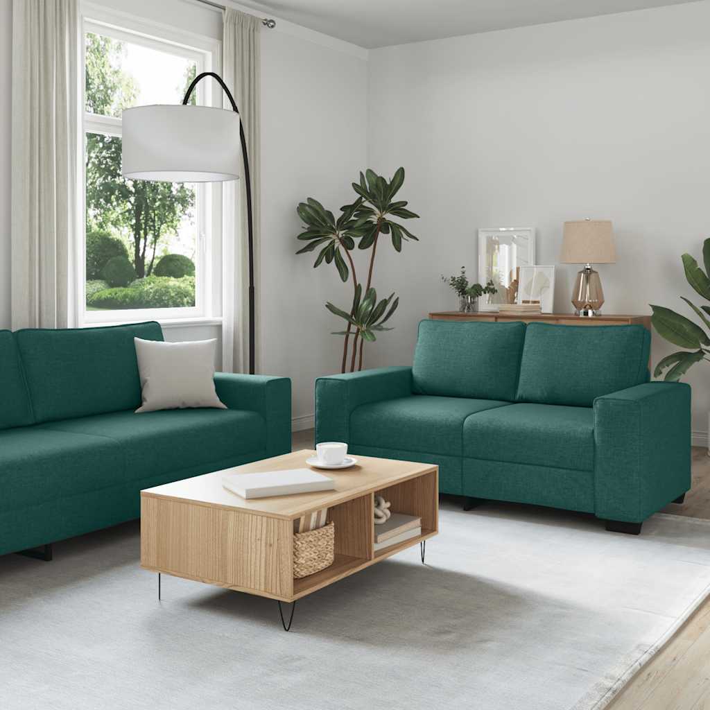 vidaXL 3-teiliges Sofa-Set mit Kissen, dunkelgrüner Stoff