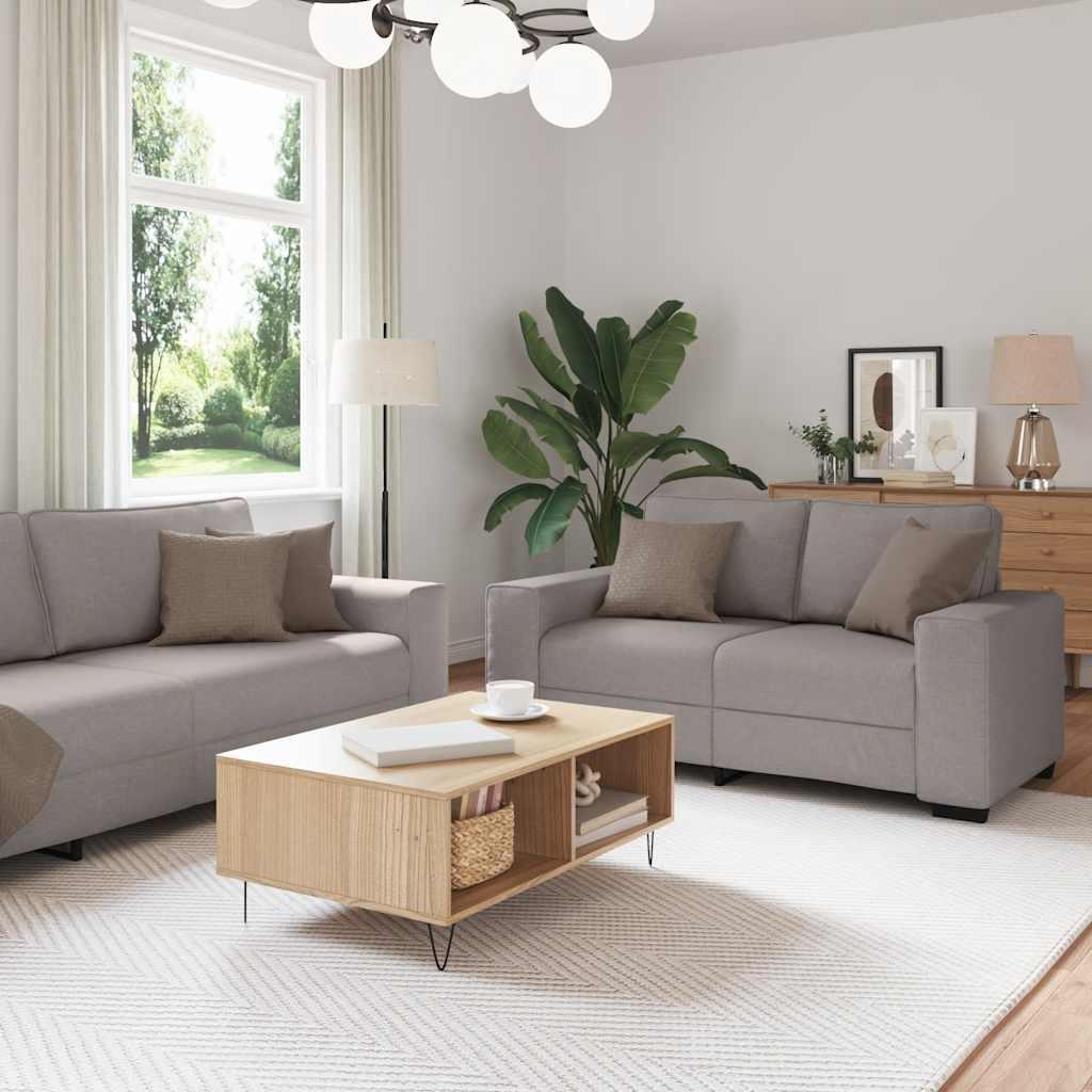 vidaXL Set de canapea cu perne, 3 piese, gri taupe, material textil