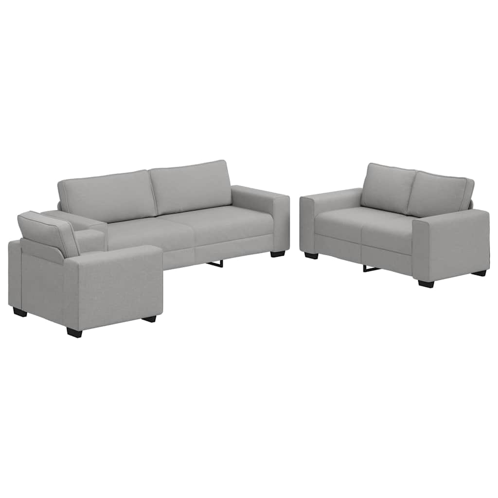 vidaXL Set de canapele cu perne, 3 piese, gri nor, textil