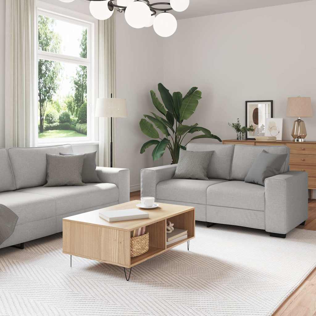 vidaXL 3-teiliges Sofa-Set mit Kissen, wolkengrauer Stoff