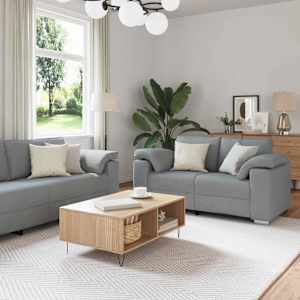 Pohovka 3 pcs Světle šedá 219 x 80 x 82 cm Lněná směs - obrázek 1