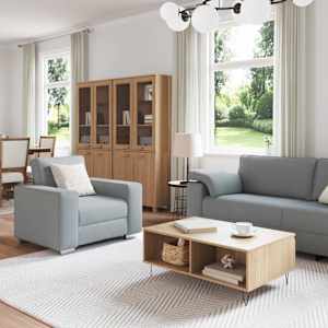 Pohovka 3 pcs Světle šedá 219 x 80 x 82 cm Lněná směs - obrázek 3