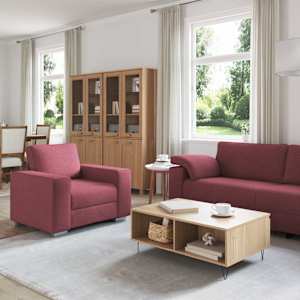 Pohovka 3 pcs Větrná červená 219 x 80 x 82 cm Lněná směs - obrázek 3