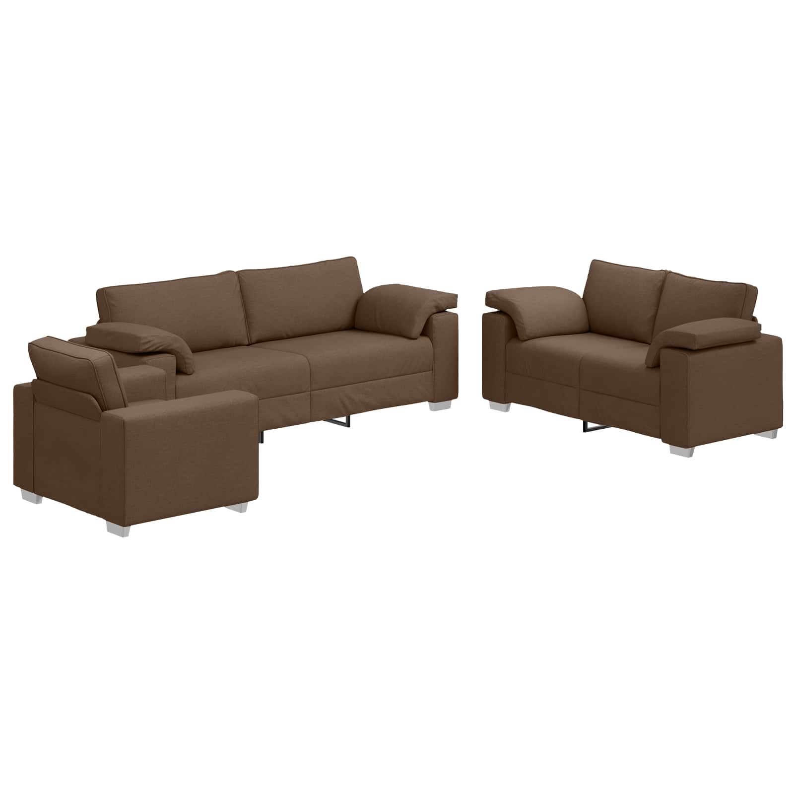 Thumbnail - vidaXL Sofa 3 pcs Braun 219 x 80 x 82 cm Leinenmischgewebe