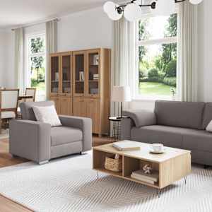 Pohovka 3 pcs Taupe 219 x 80 x 82 cm Lněná směs - obrázek 3