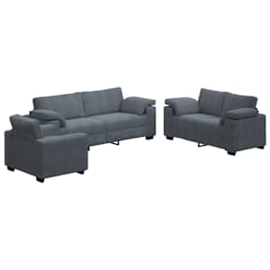 vidaXL 3-osaline diivanikomplekt patjadega, tumehall samet