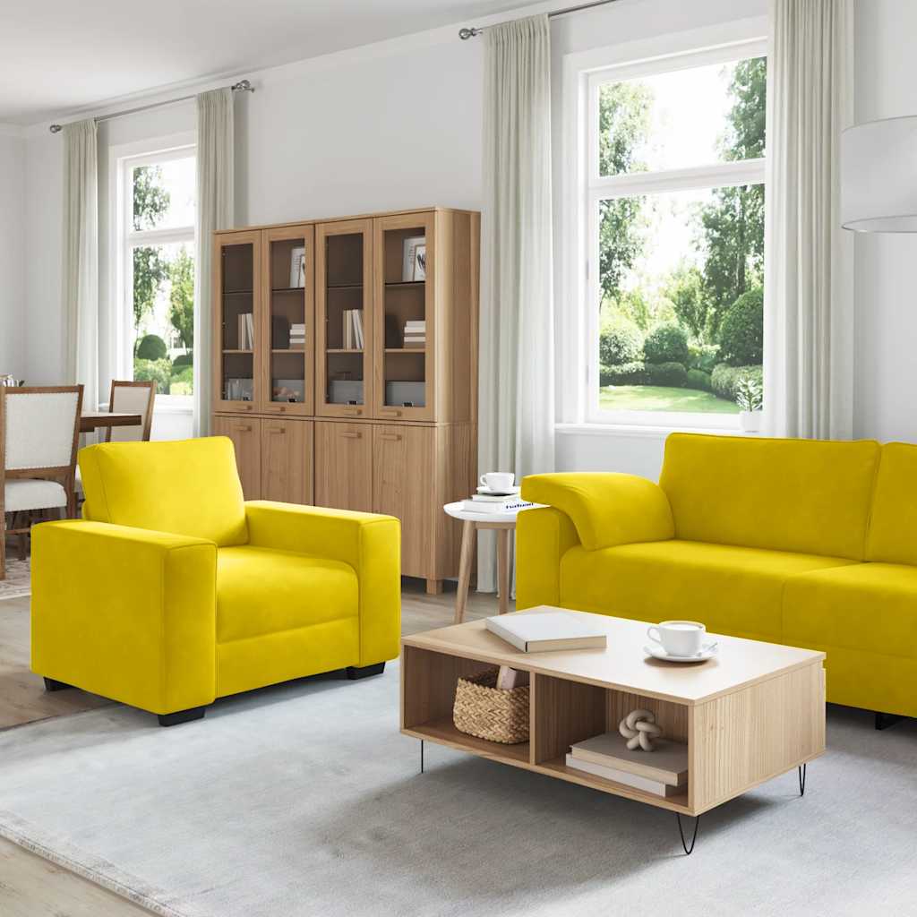 vidaXL 3-delige Loungeset met kussens fluweel geel