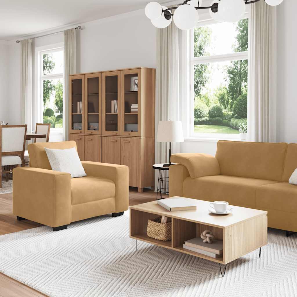 vidaXL 3-delige Loungeset met kussens fluweel bruin