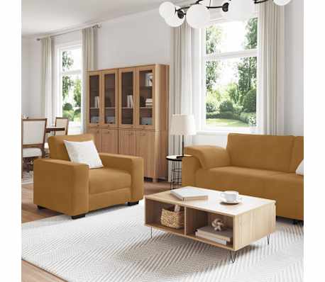 vidaXL Ensemble de canap&eacute;s 3 pcs avec coussins Marron Velours