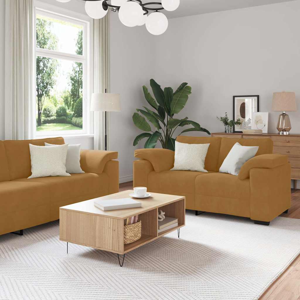 vidaXL sofasæt 3 dele med hynder velour brun