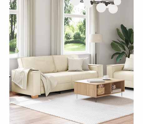 vidaXL Sofá 2 pcs Bege Tecido de mistura de linho