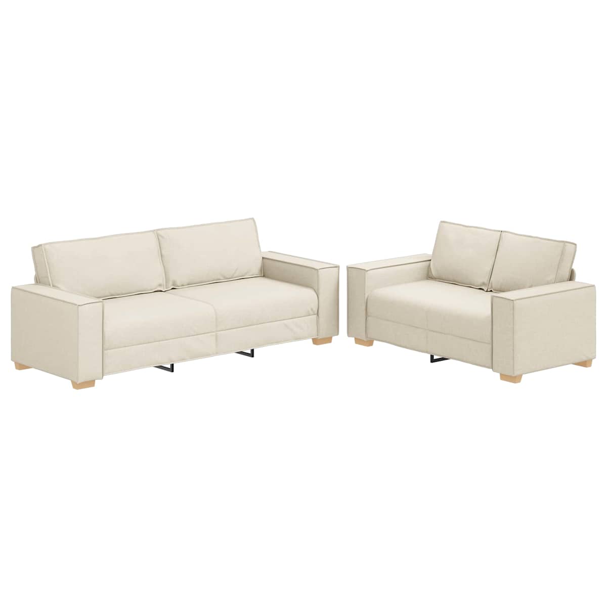 Sofa 2 stk. Beige Linned-blandet stof - Billede 2
