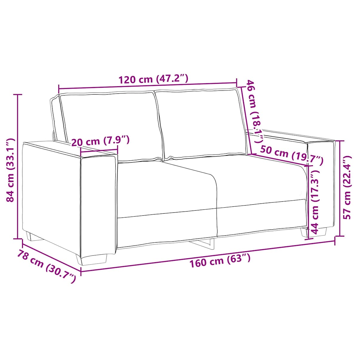 Sofa 2 stk. Beige Linned-blandet stof - Billede 10
