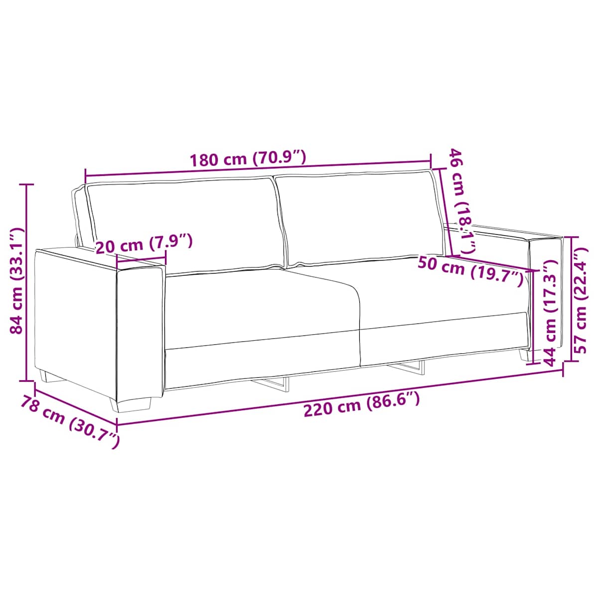 Sofa 2 stk. Beige Linned-blandet stof - Billede 11