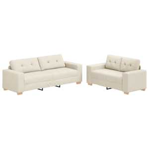 Pohovka 2 pcs Béžová 221 x 80 x 80 cm Lněná směs - obrázek 2
