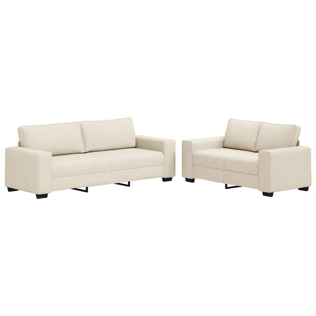 Sofa 2 stk. Beige Linned-blandet stof - Billede 2