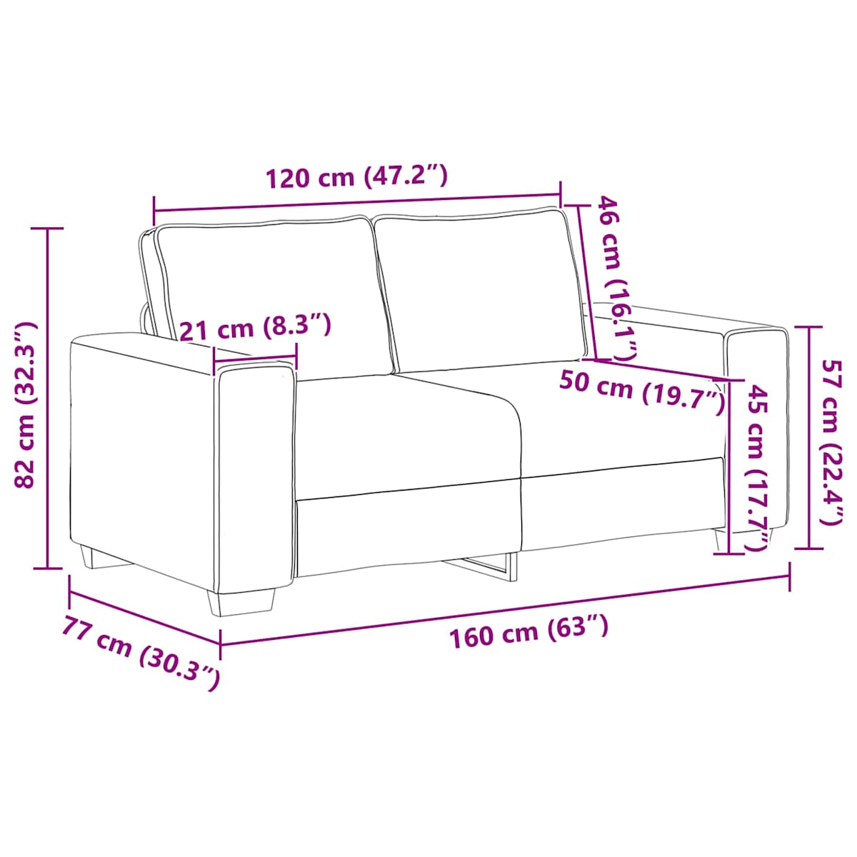 Sofa 2 stk. Beige Linned-blandet stof - Billede 10