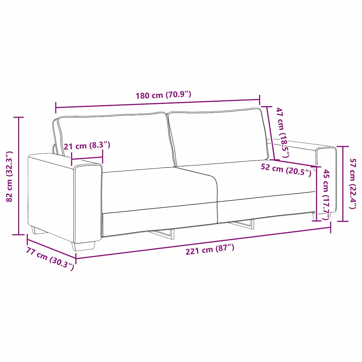 Sofa 2 stk. Beige Linned-blandet stof - Billede 11