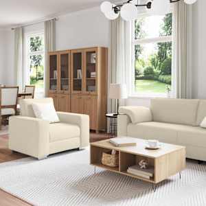 Pohovka 2 pcs Béžová 219 x 80 x 82 cm Lněná směs - obrázek 3