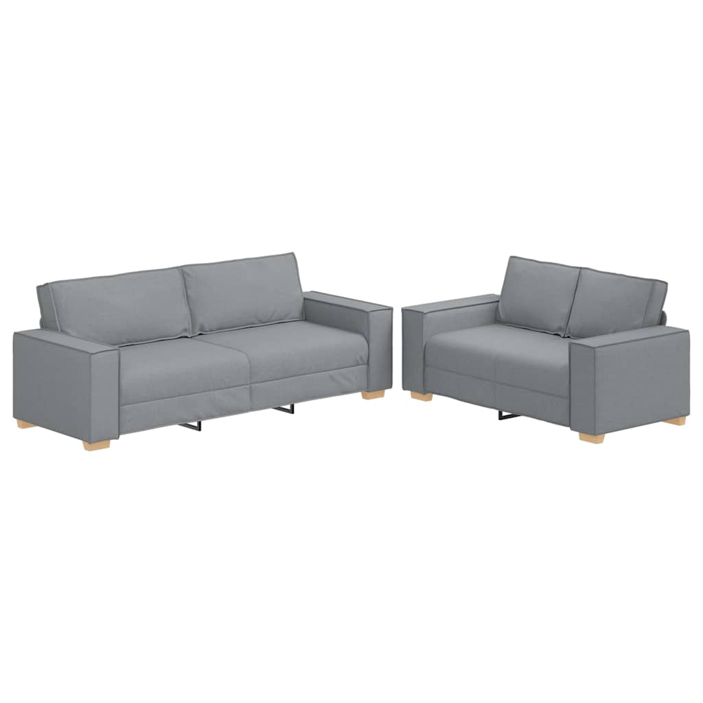 vidaXL Set de canapele cu perne, 2 piese, gri deschis, textil