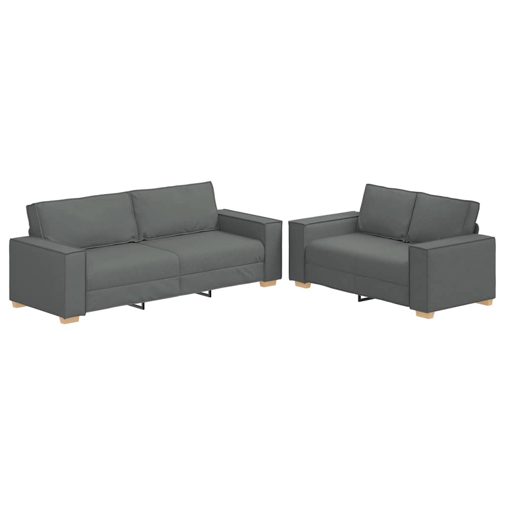 vidaXL Set de canapele cu perne, 2 piese, gri închis, textil