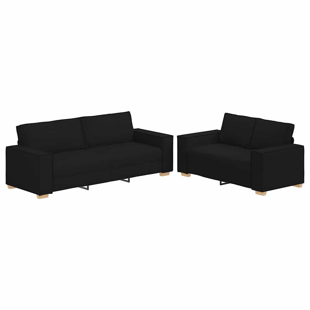 vidaXL Set de canapele cu perne, 2 piese, negru, textil