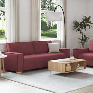 vidaXL Set canapea cu perne, 2 piese, roșu vin, material textil