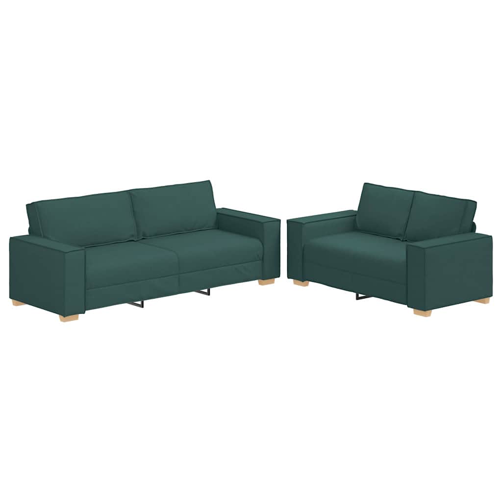 vidaXL Set de canapele cu perne, 2 piese, verde închis, textil