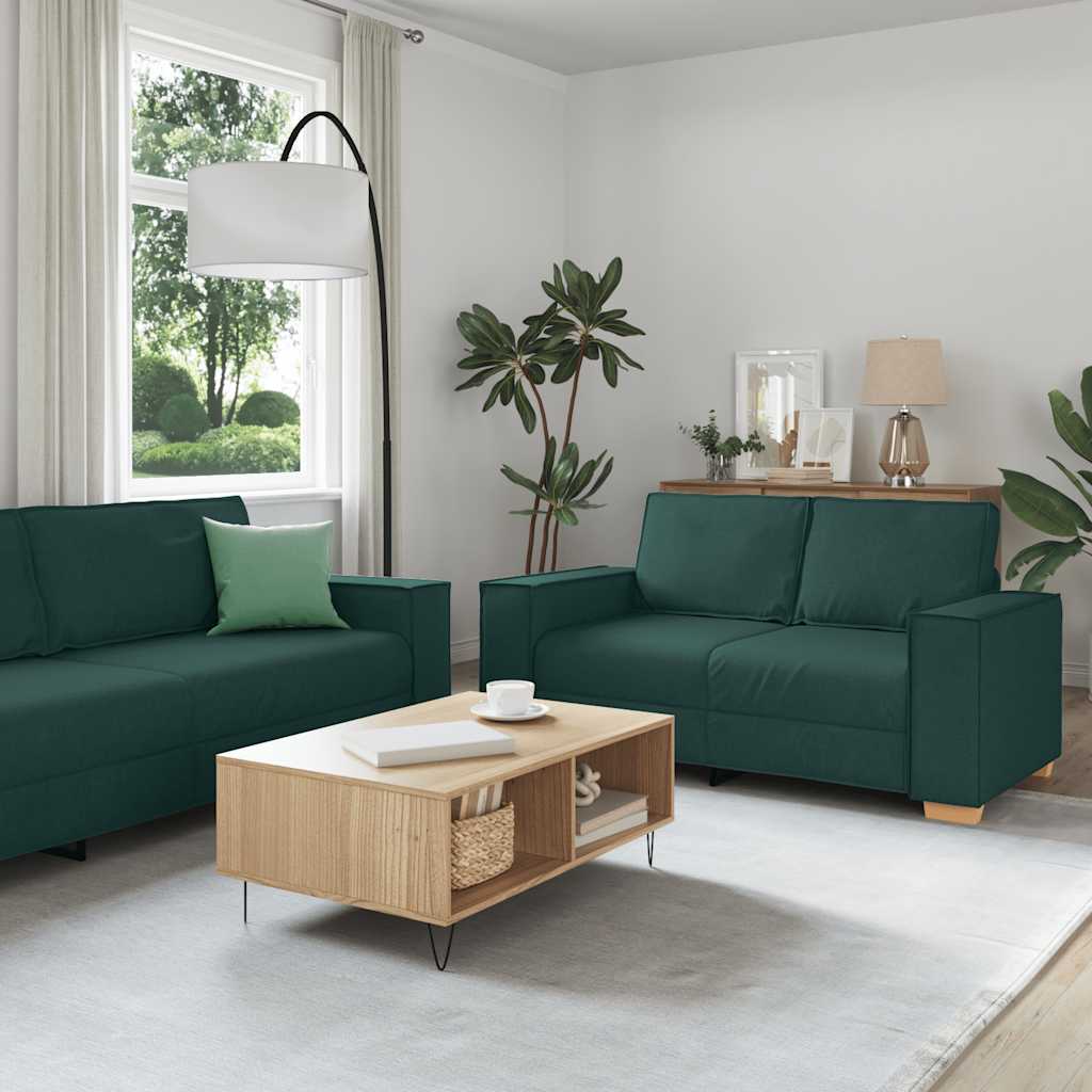 vidaXL 2-delige Loungeset met kussens stof donkergroen