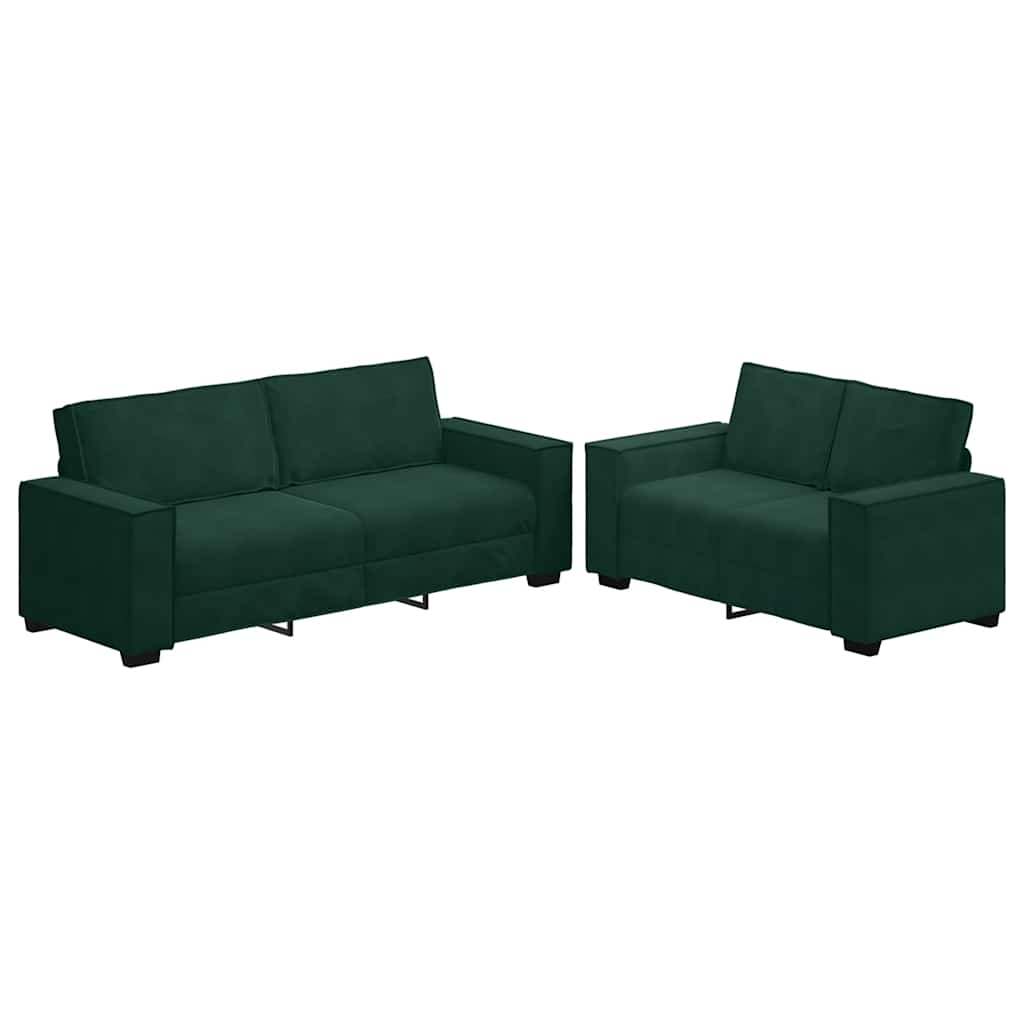 Thumbnail - vidaXL 2-tlg. Sofagarnitur mit Kissen Dunkelgrün Samt