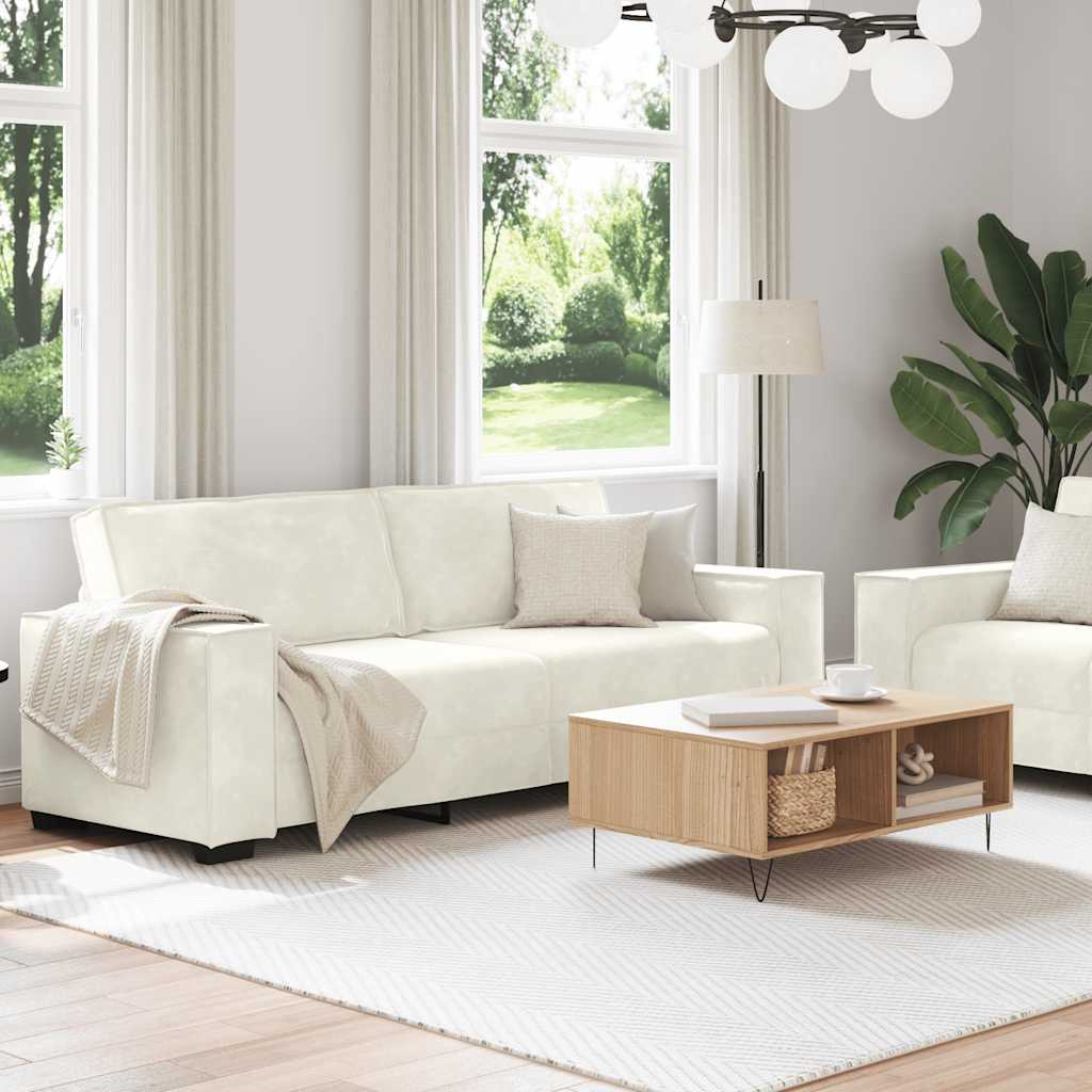 vidaXL 2-delige Loungeset met kussens fluweel crèmekleurig