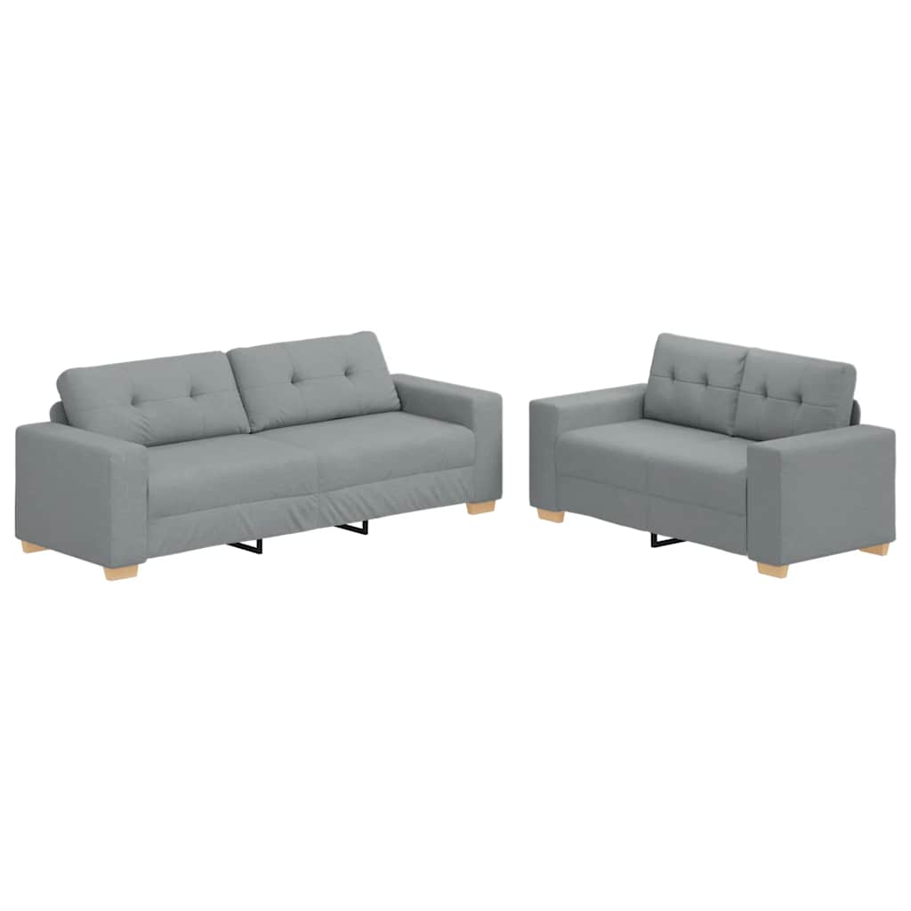 Thumbnail - vidaXL 2-teiliges Sofa-Set mit Kissen, hellgrauer Stoff
