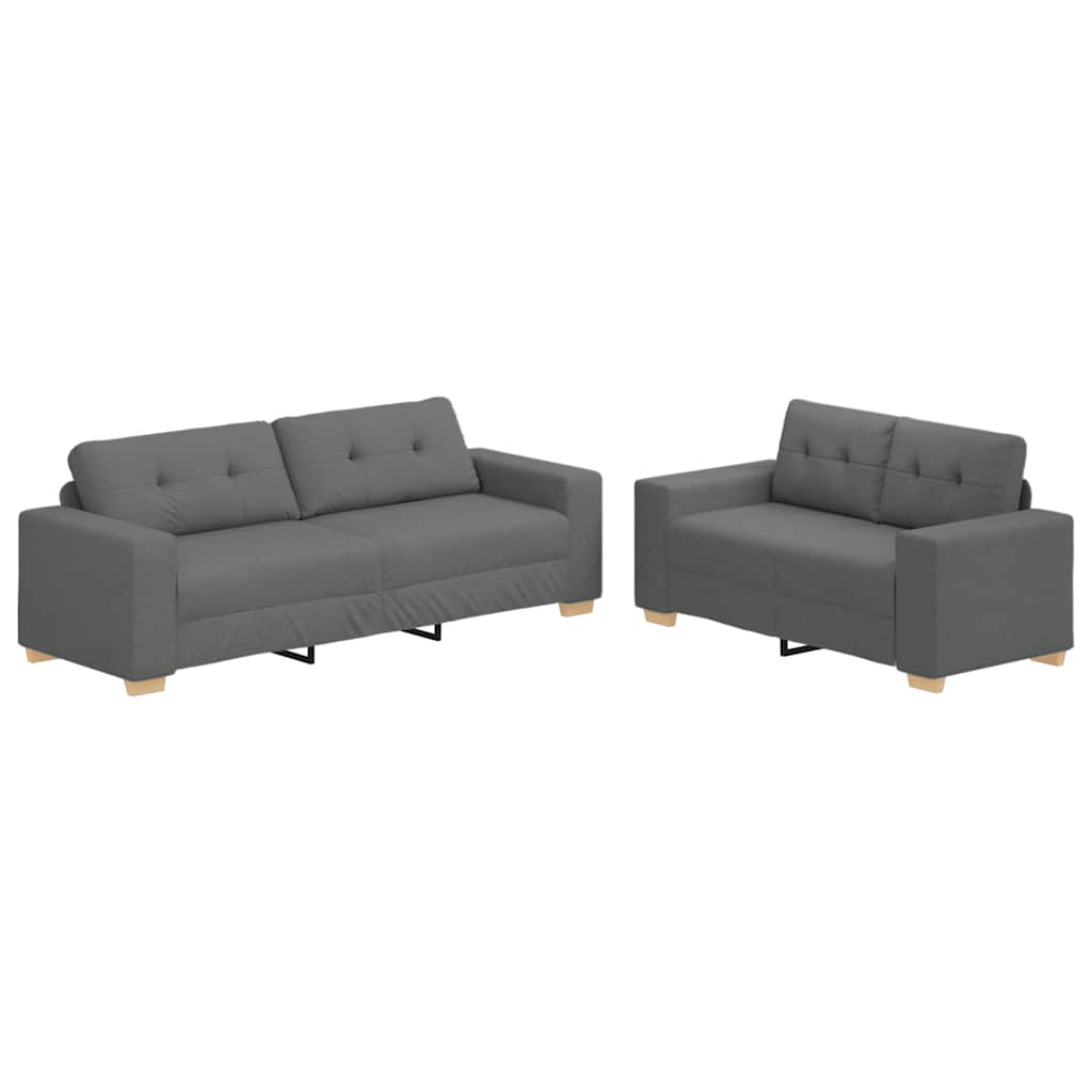 Thumbnail - vidaXL 2-teiliges Sofa-Set mit Kissen, dunkelgrauer Stoff