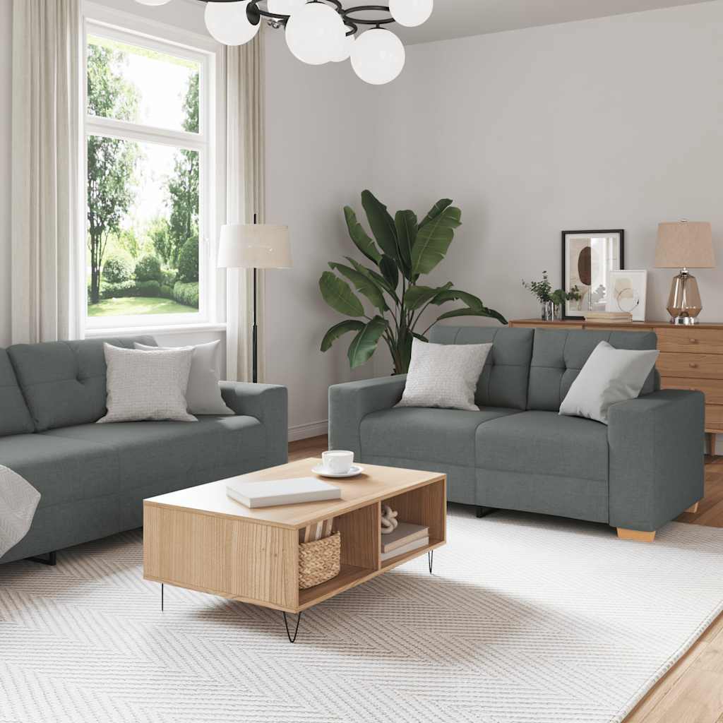 vidaXL 2-teiliges Sofa-Set mit Kissen, dunkelgrauer Stoff