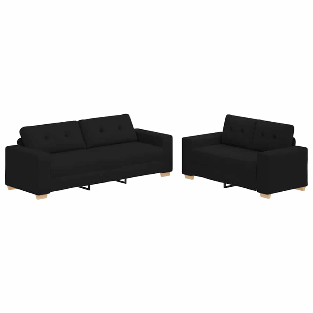 Thumbnail - vidaXL 2-teiliges Sofa-Set mit Kissen, schwarzer Stoff