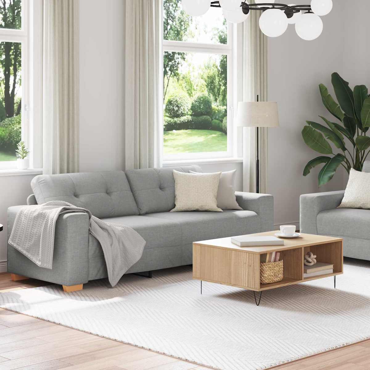 Sofa 2 stk. Linned-blandet stof - Billede 3