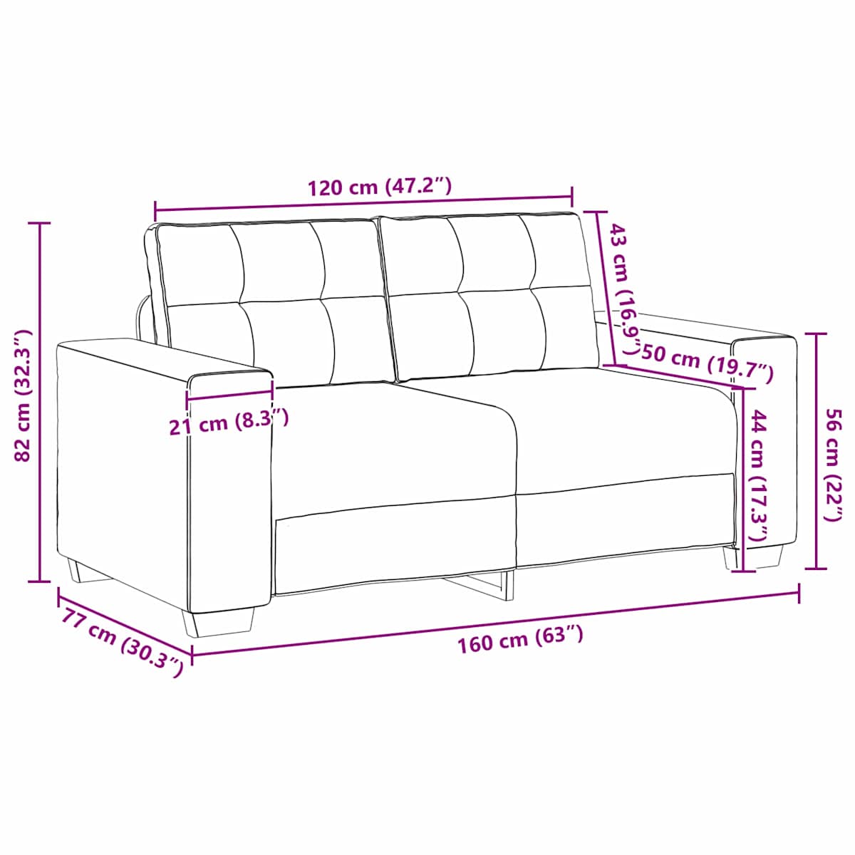 Sofa 2 stk. Linned-blandet stof - Billede 10