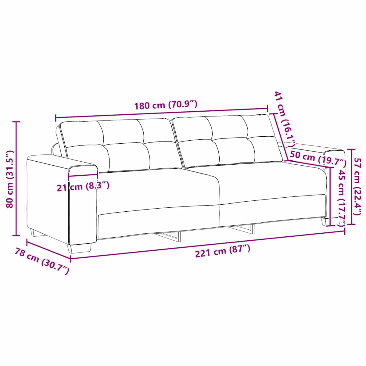 Sofa 2 stk. Linned-blandet stof - Billede 11