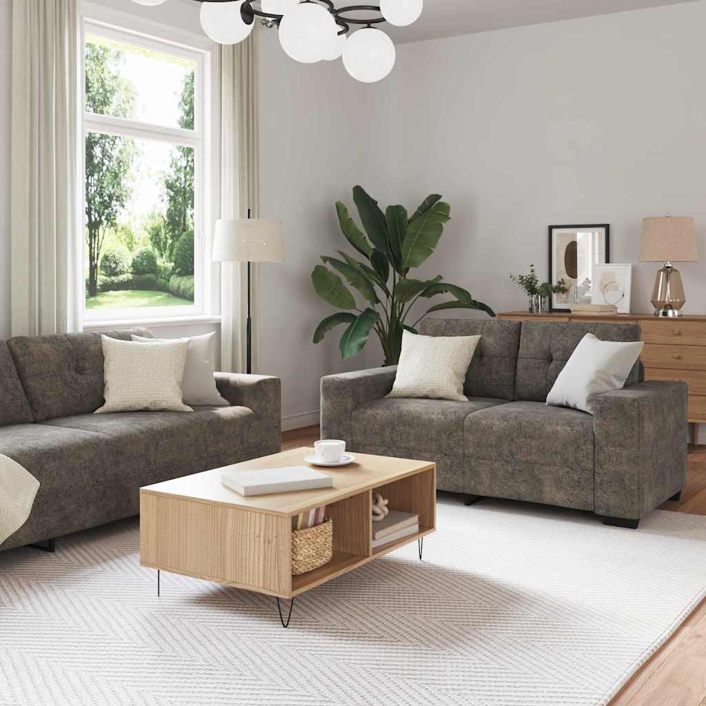 vidaXL Set canapea, 2 piese, perne gri închis, piele ecologică