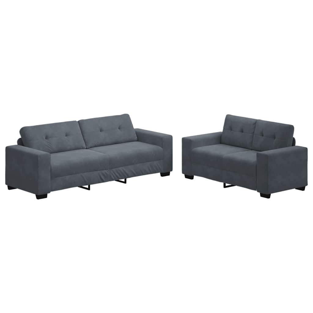 Thumbnail - vidaXL 2-teiliges Sofa-Set mit Kissen, dunkelgrauer Samt