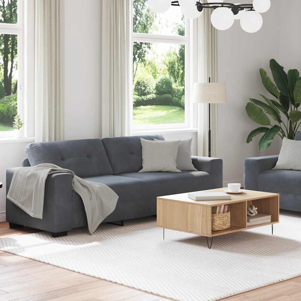 Thumbnail - vidaXL 2-teiliges Sofa-Set mit Kissen, dunkelgrauer Samt