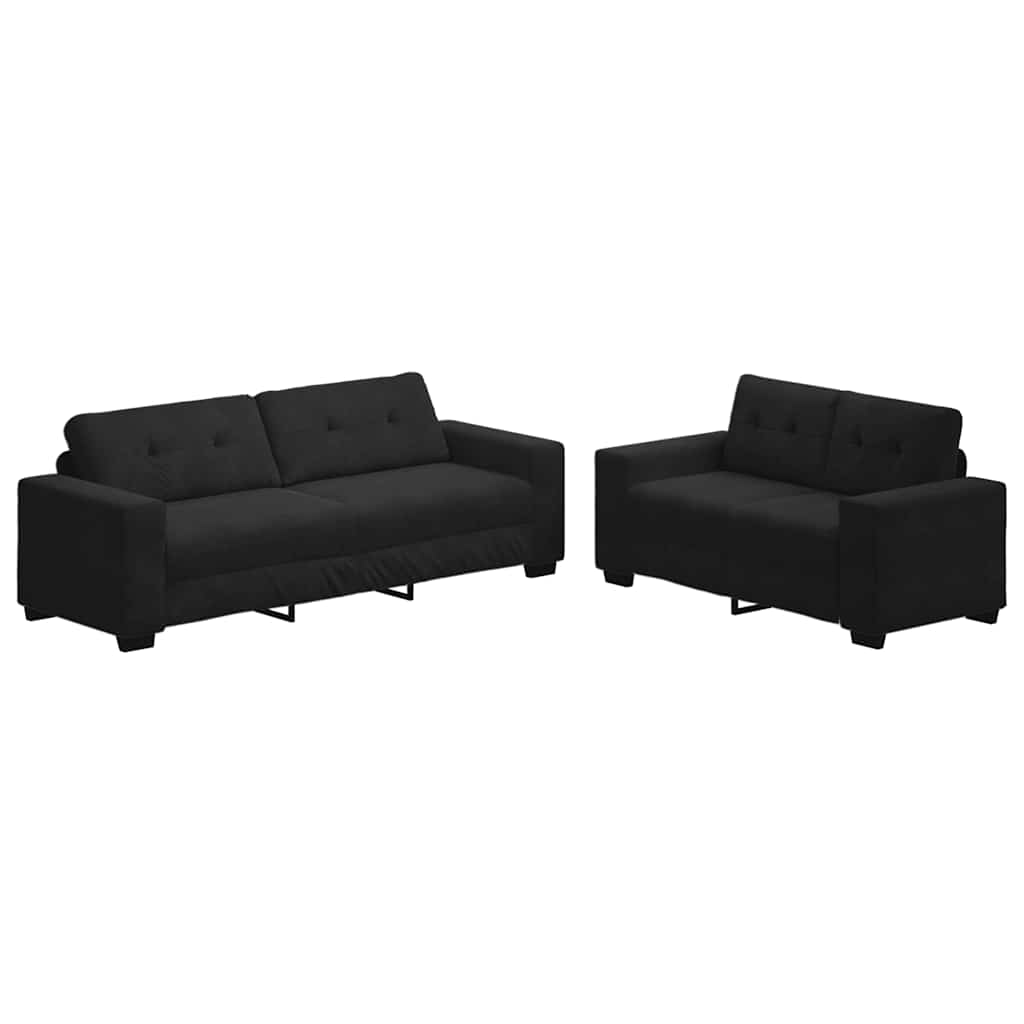 Thumbnail - vidaXL 2-teiliges Sofa-Set mit Kissen, schwarzer Samt
