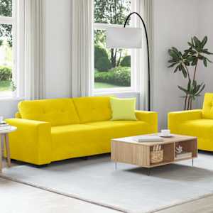 vidaXL Sofa Set 2 pcs Yellow 221 x 78 x 80 cm Velvet