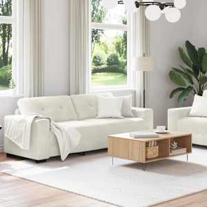 vidaXL Sofa 2 pcs Cream Fabric