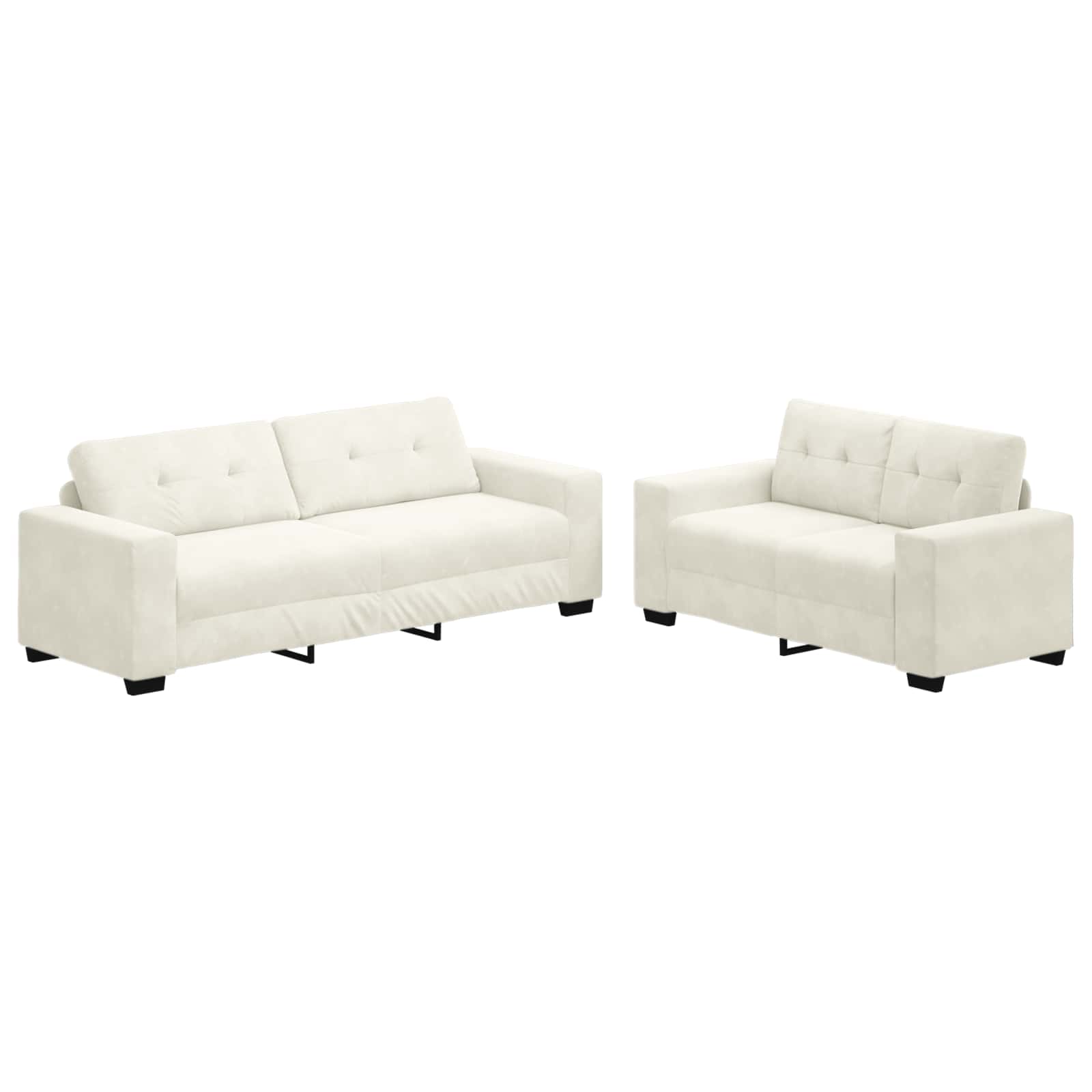 Sofa 2 pcs Creme 221 x 80 x 80 cm Stoff