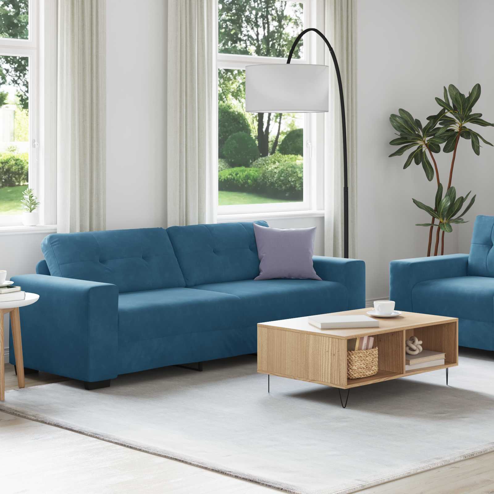 Sofa 2 pcs Blau 221 x 80 x 80 cm Stoff – Ansicht 3