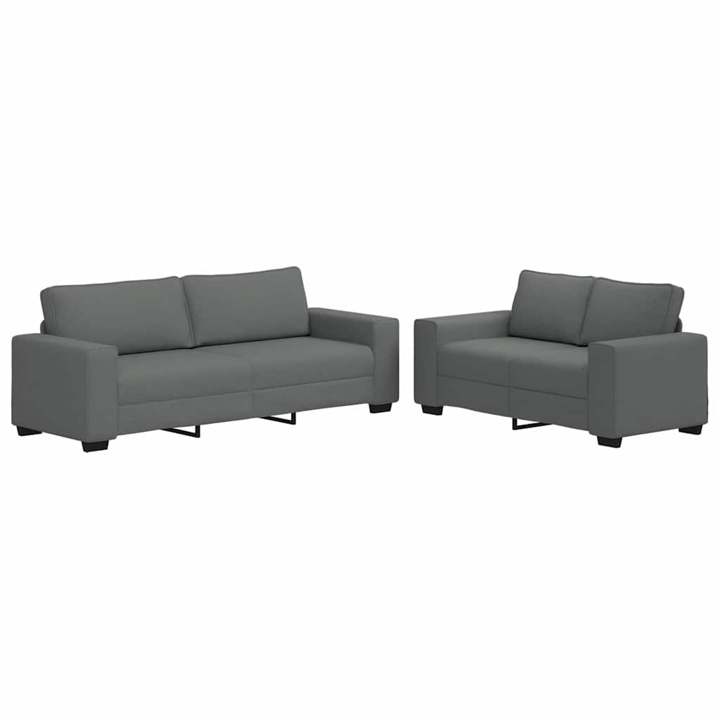 vidaXL Set de canapele cu perne, 2 piese, gri închis, textil